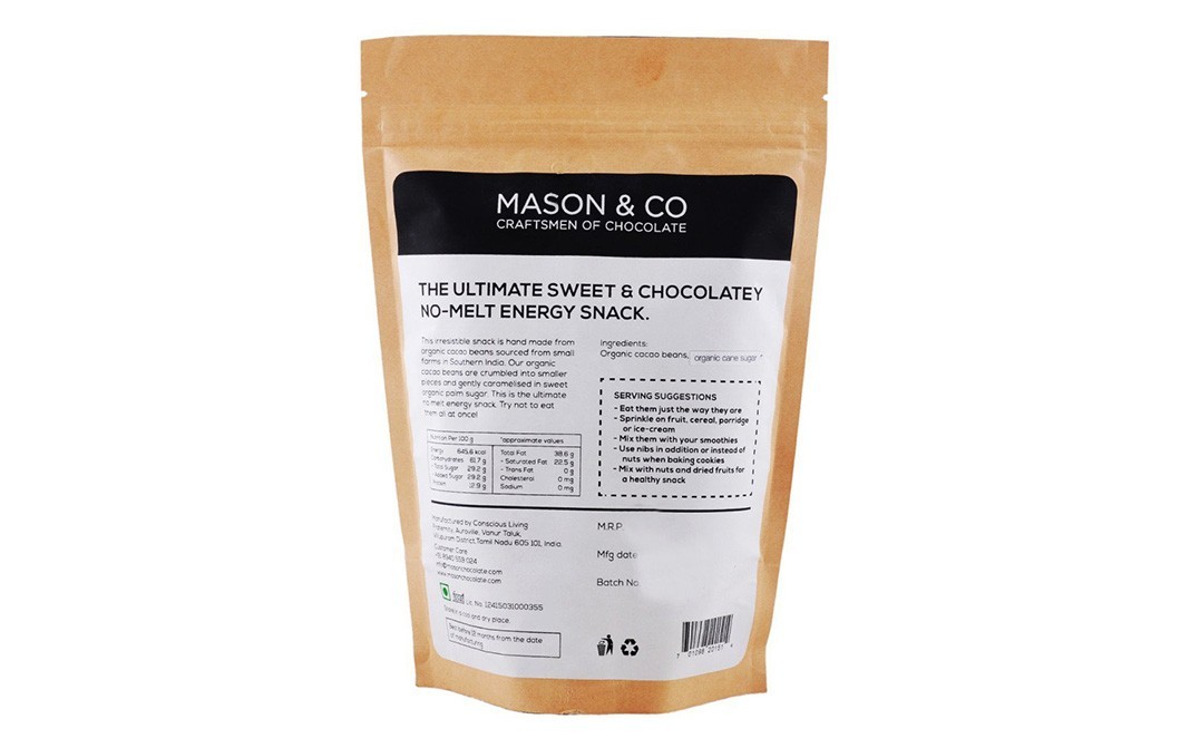 Mason & Co Sweet Cacao Nibs (Caramelised Organic Cacao Beans)   Pack  300 grams